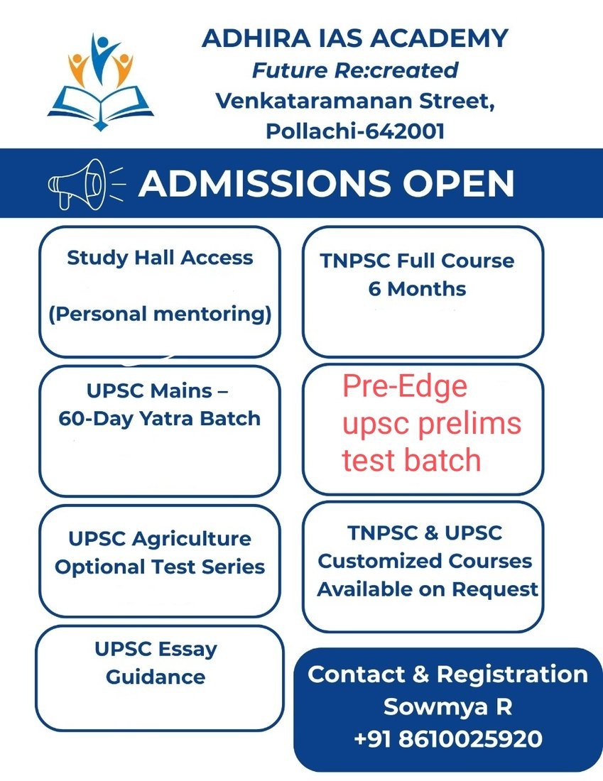 Adhira IAS Academy admissions open poster listing current batches